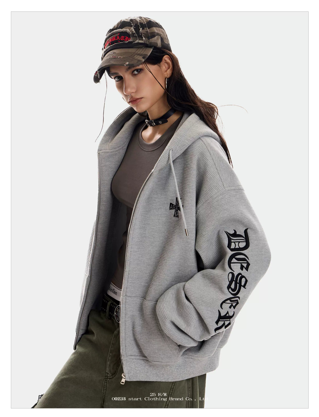 0123Start Waffle Hooded Fleece Jacket