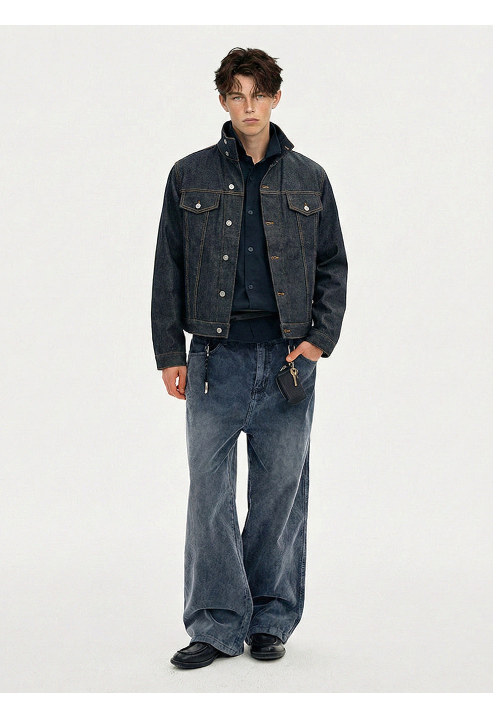 MADEEXTREME Stand-up Collar Casual Denim Jacket