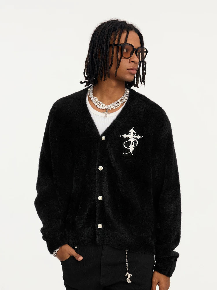 STK Imitation Mink Pearl Wool Cardigan