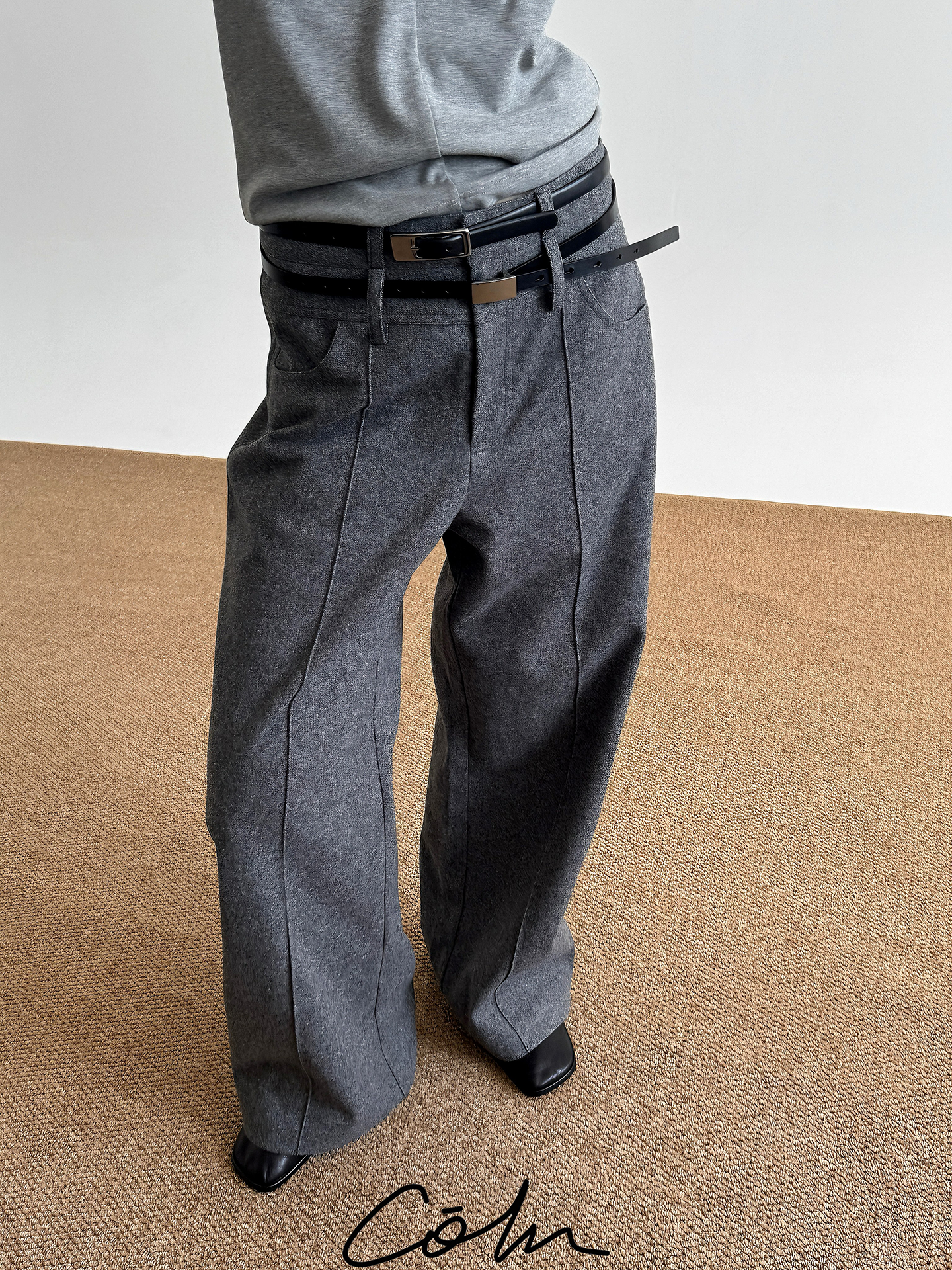 COLN Double-waist Woolen Trousers