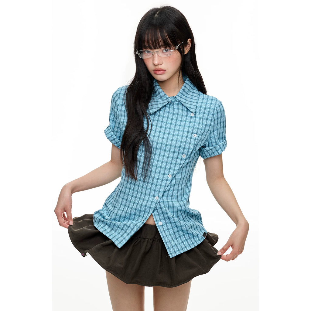 Jikoo Plaidcontrast Colorslimming Lookshirt