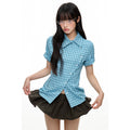 Jikoo Plaidcontrast Colorslimming Lookshirt