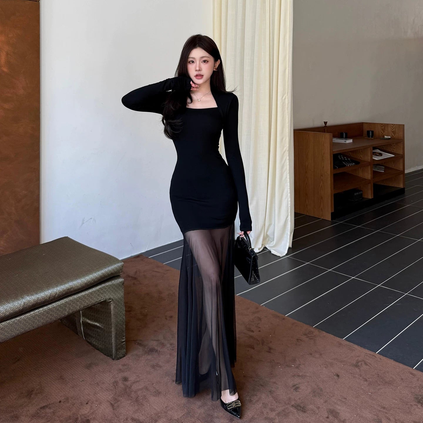 Instunning Mesh Stitching Dress
