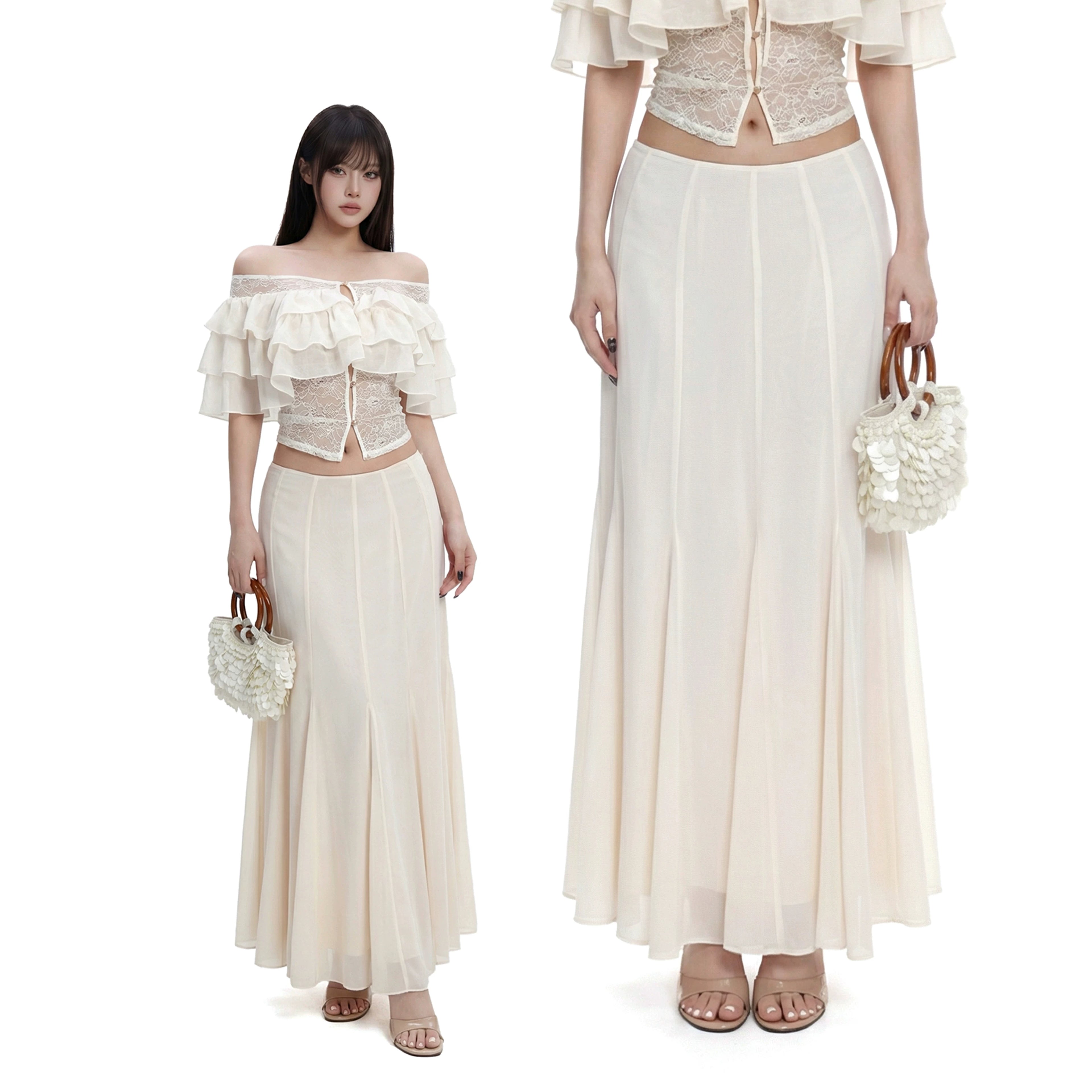 WITHMIN Low Waist and Thin Casual Versatile Straight Skirt