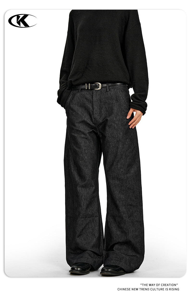 11KN Drawstring Retro Pleated Loose and Thin Trousers