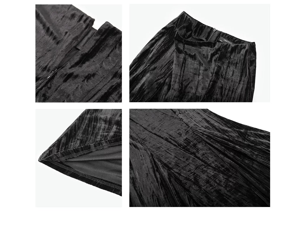 CHUYUQI Pleated Irregular Strappy Mermaid Skirt Set