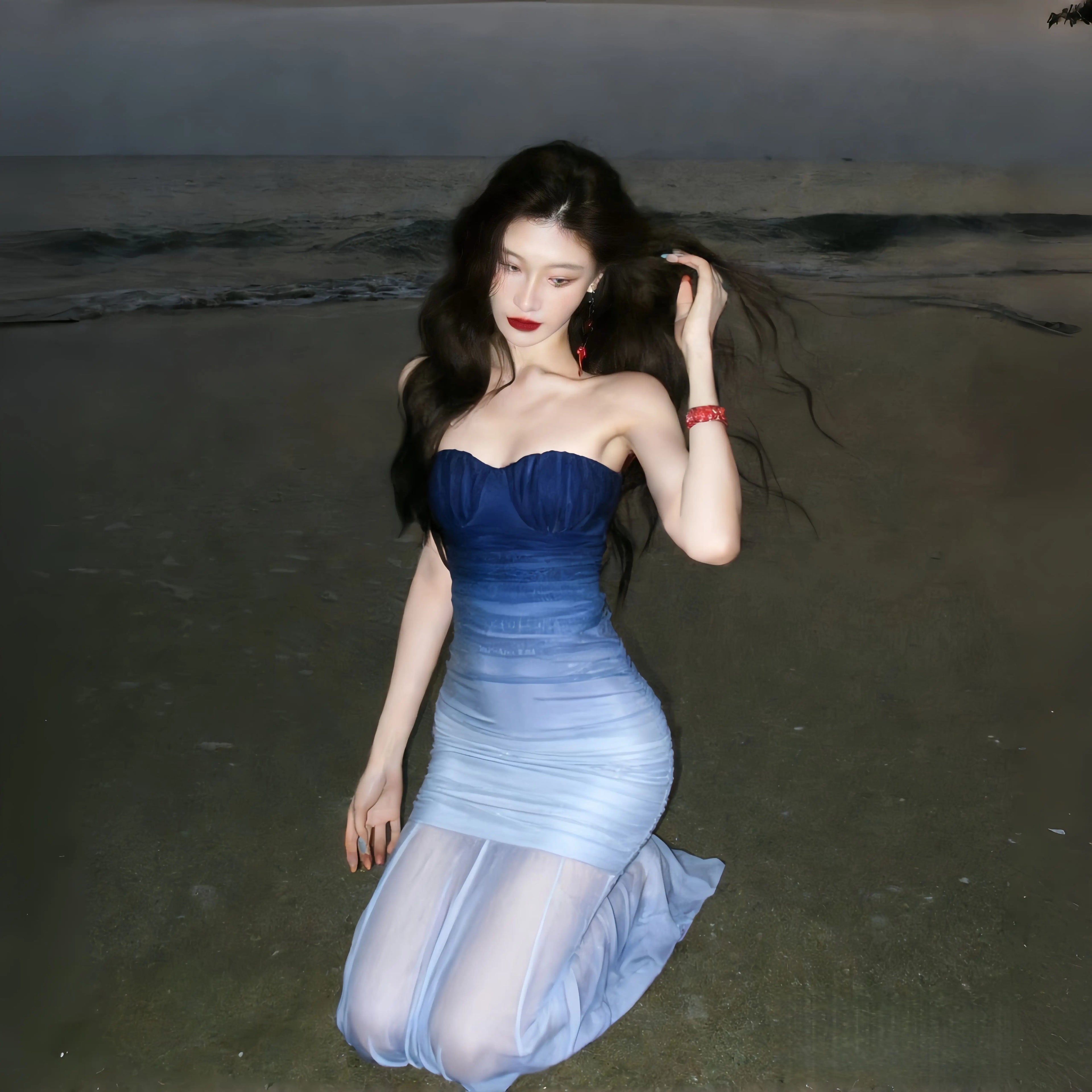 Instunning Gradual Change Tube Top Dress
