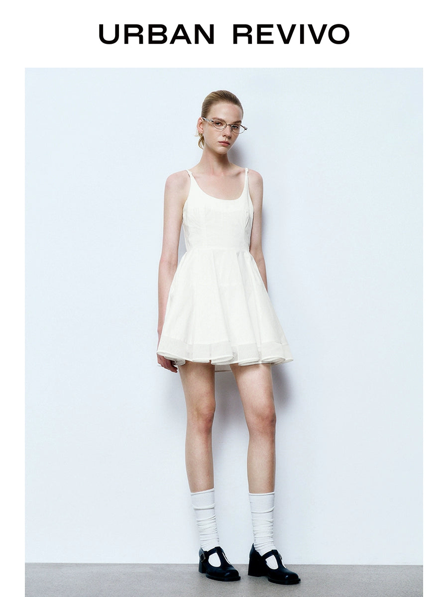 URBAN REVIVO Casual Wave Style U-neck Suspender Dress