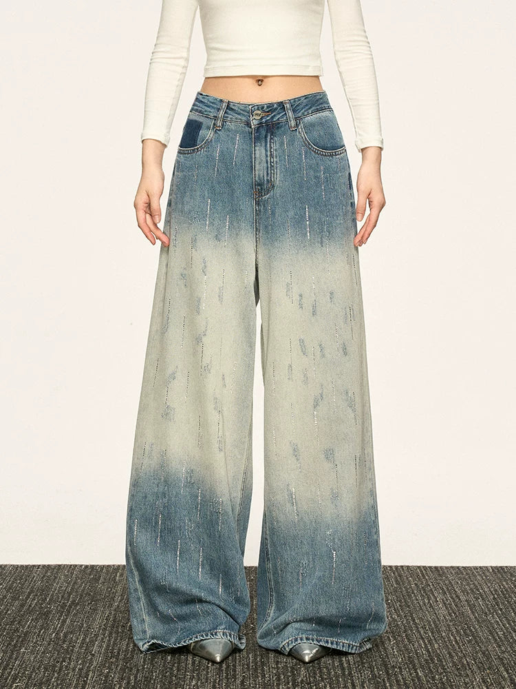 Aaisup Retro Gradual Change Straight Jeans