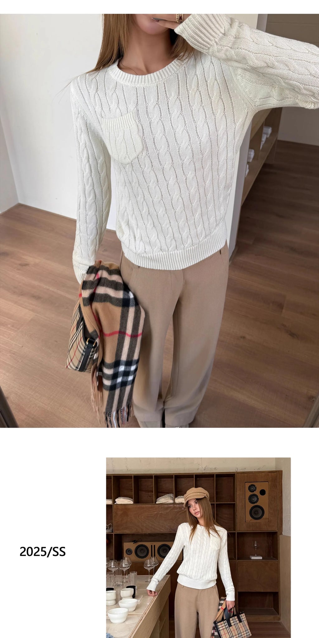 Audwyn Crew Neck Twist Sweater Slim-Fit Knitted Sweater