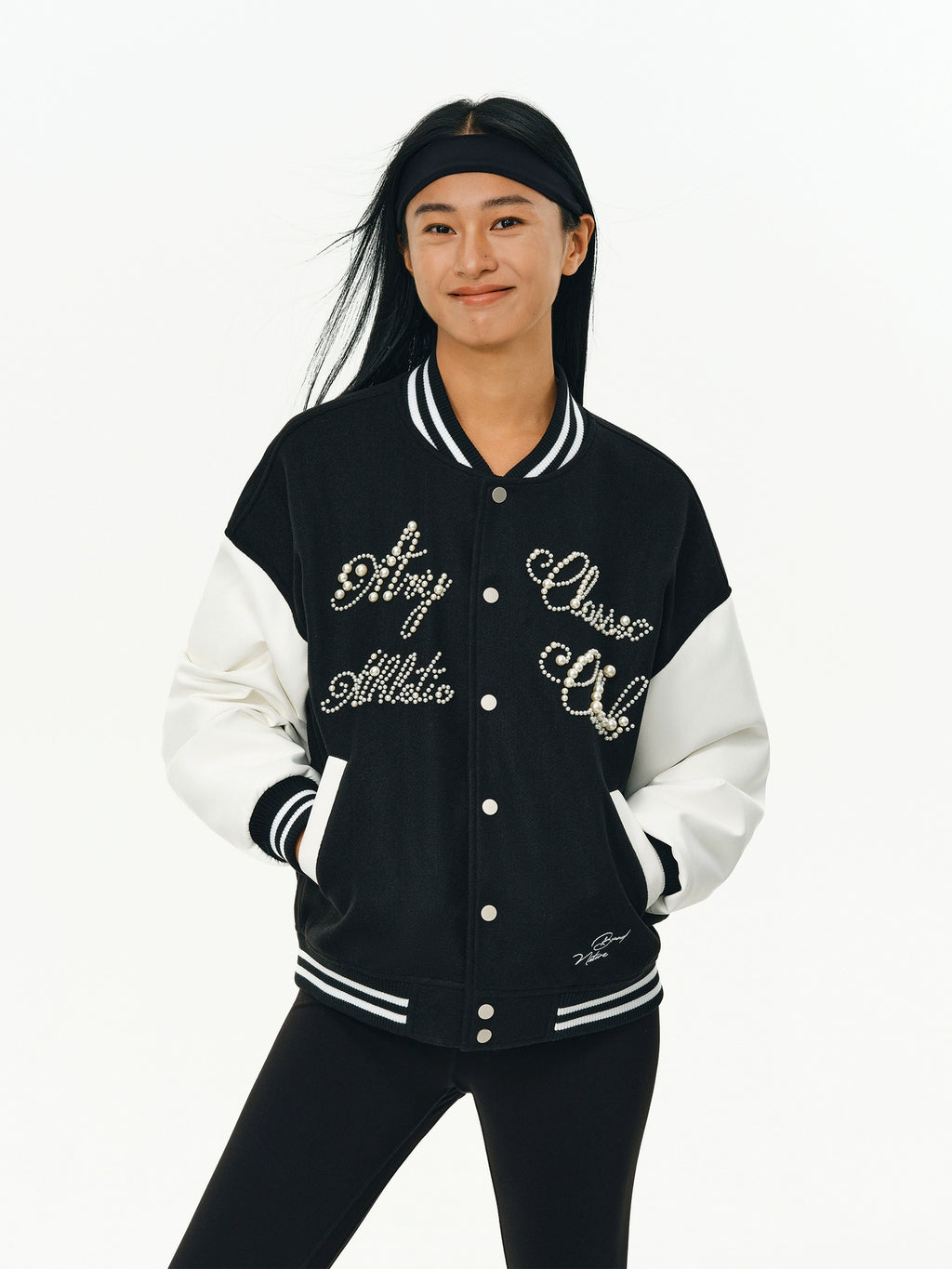 ATRY Letter Beaded Vintage Contrasting Jacket