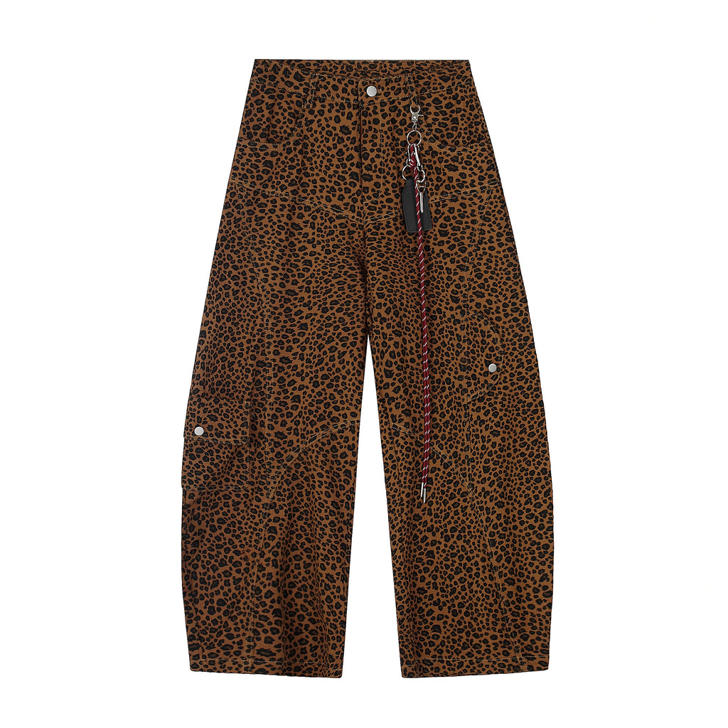 BLACKLISTS Leopard-print Embroidered Scimitar Jeans