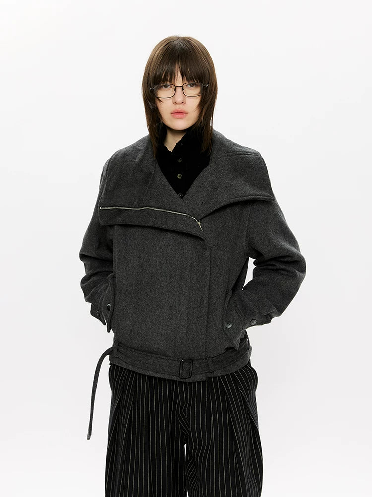 KREATE 50% Merino Wool Slanted Zip Multi-neck Jacket