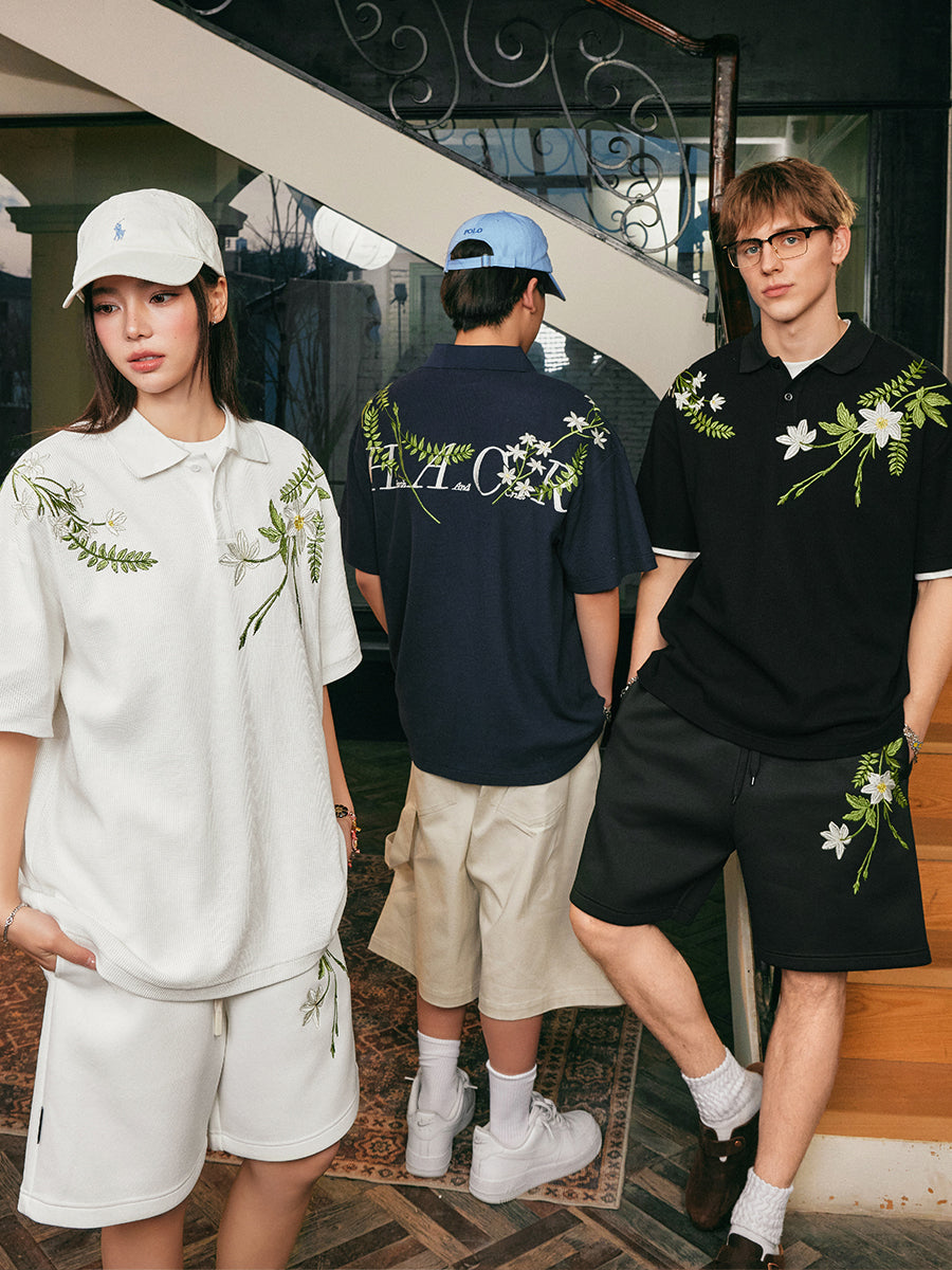 Harshandcruel 2025 neutral plant 10,000-needle embroidered Polo Shirt