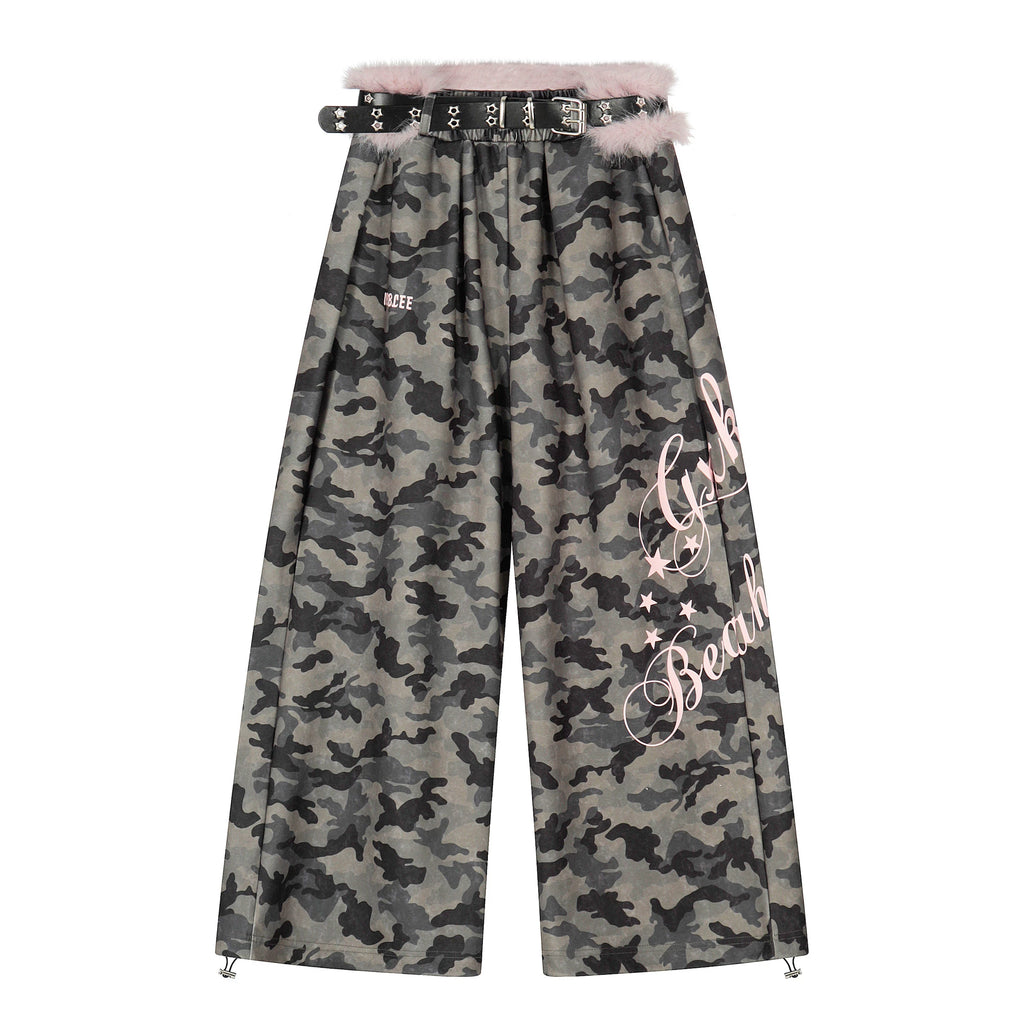 BLACKLISTS Vintage Fluffy Belt Design Scimitar Sweatpants
