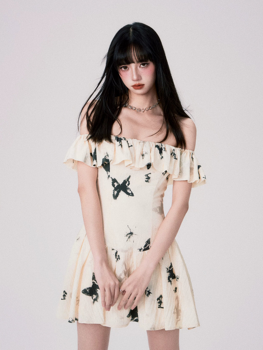 LULUSWINGS Ink Butterfly Print Shoulder Dress