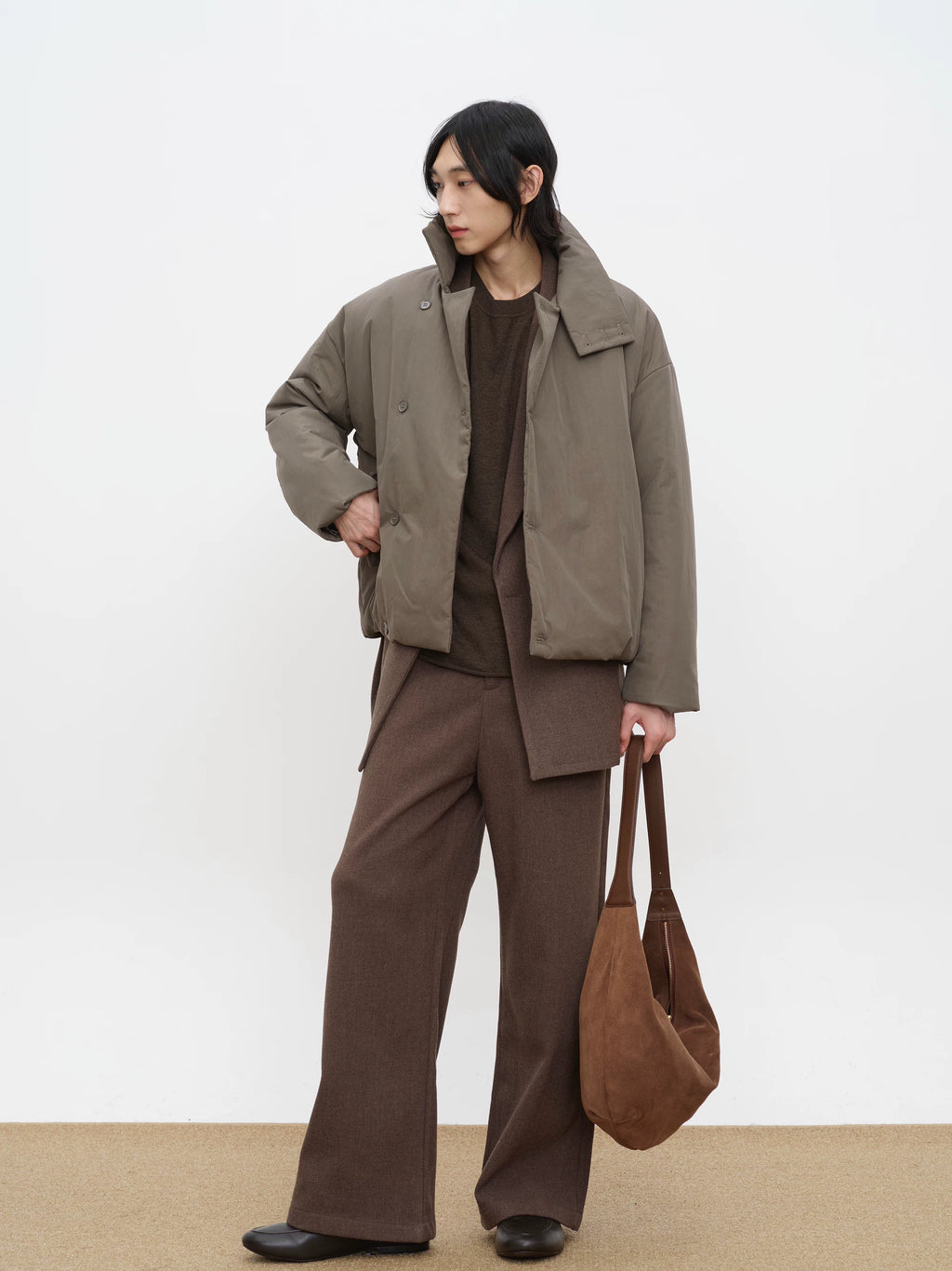COLN Turtleneck Button Cotton Jacket