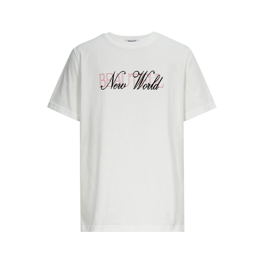 FUNKYFUN Flocking Printed Front Shoulder Tee
