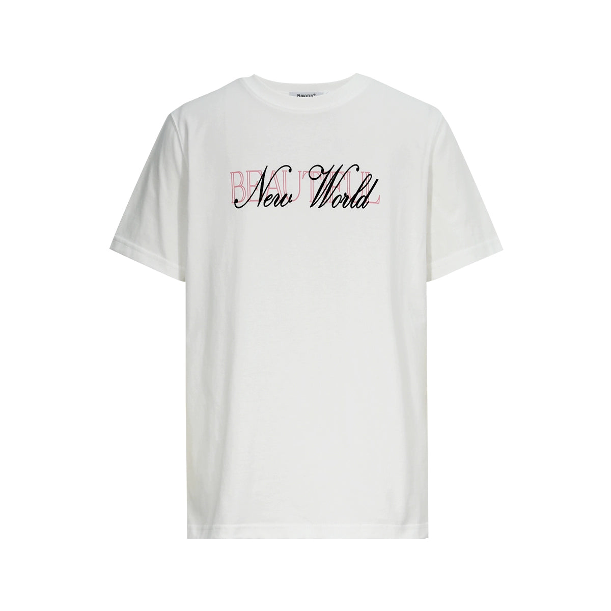 FUNKYFUN Flocking Printed Front Shoulder Tee