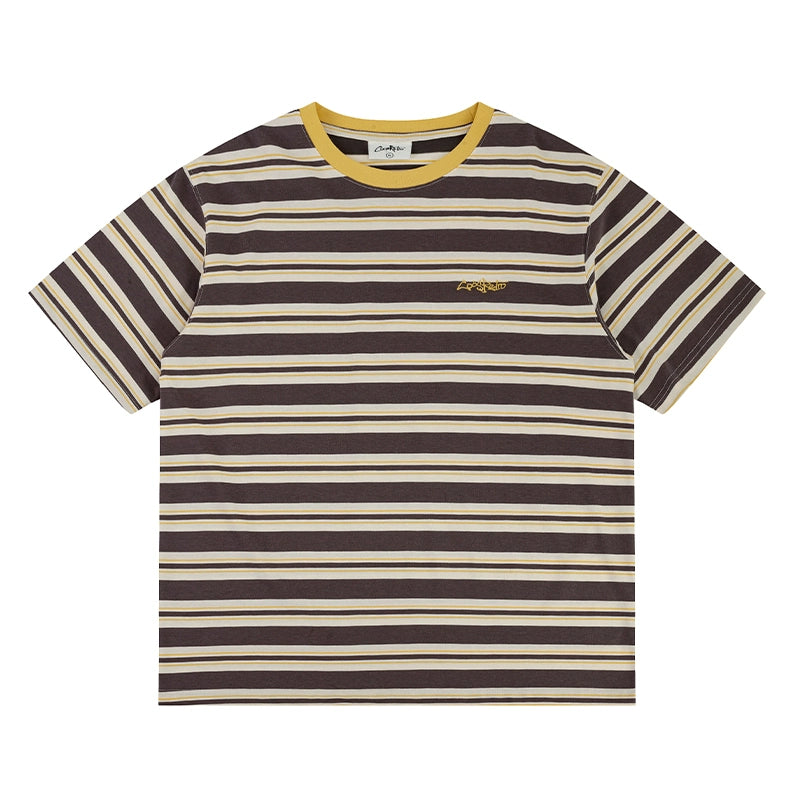 CoosRetro Retro Bag Embroidery Logo Embroidery Striped Tee