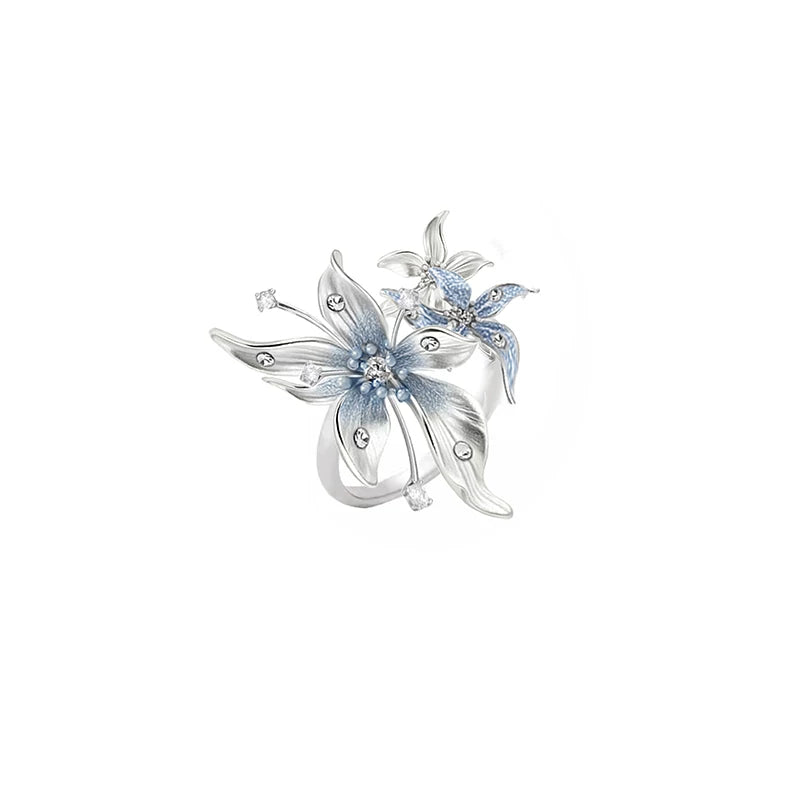 MASW Handmade Enamel Iris Haze Blue Pearl Ring