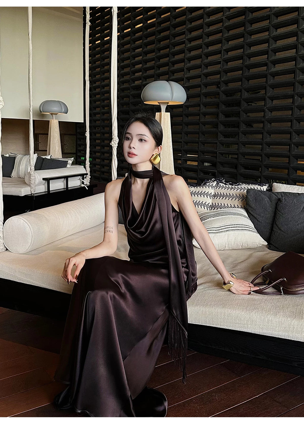 CHUYUQI Streamer Fringed Top Draped Skirt Set