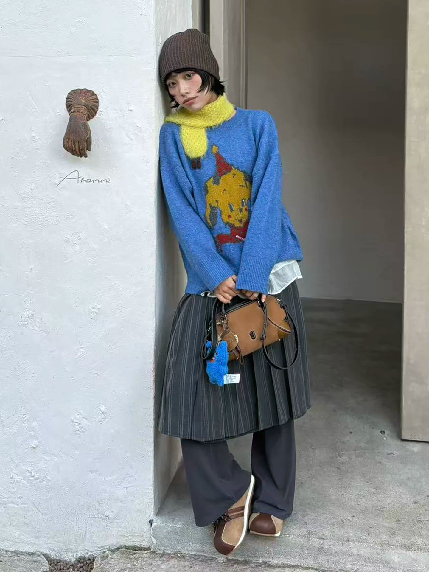 LIVINGTOWN Vintage Loose Casual Versatile Cartoon Puppy Sweater