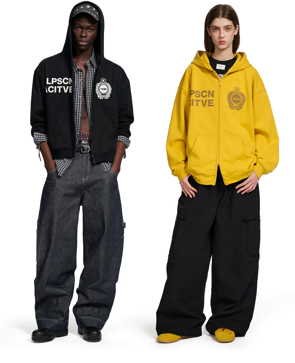 Loopsoon Front Chest Left and Right Creative Letter Print Hooded Sweater