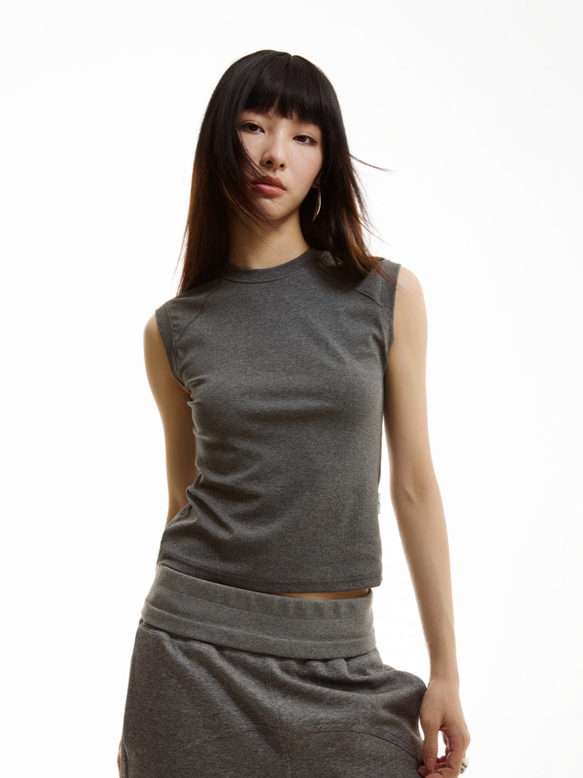 FUNKYFUN Slash Shoulder Line Split Stretch Vest