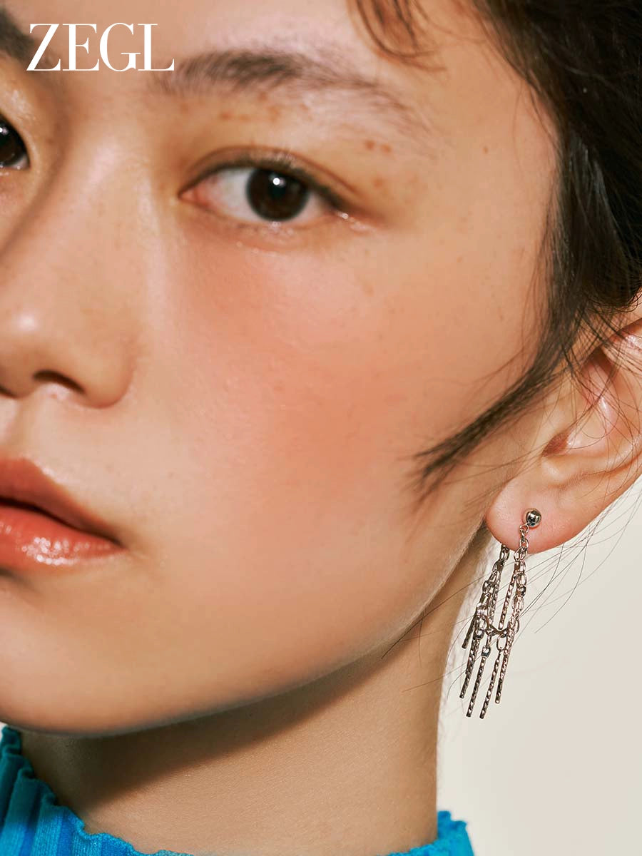ZEGL Metal Waterfall Fringed Earrings