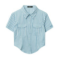 Nariele Striped POLO Neck Slim-Fit Short Shirt