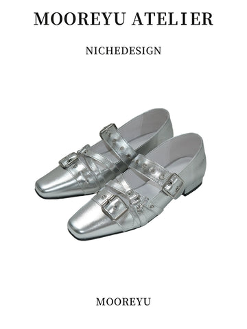 Mooreyu Small Square Head Rivet Ballet Flats – OPTIONQAAF