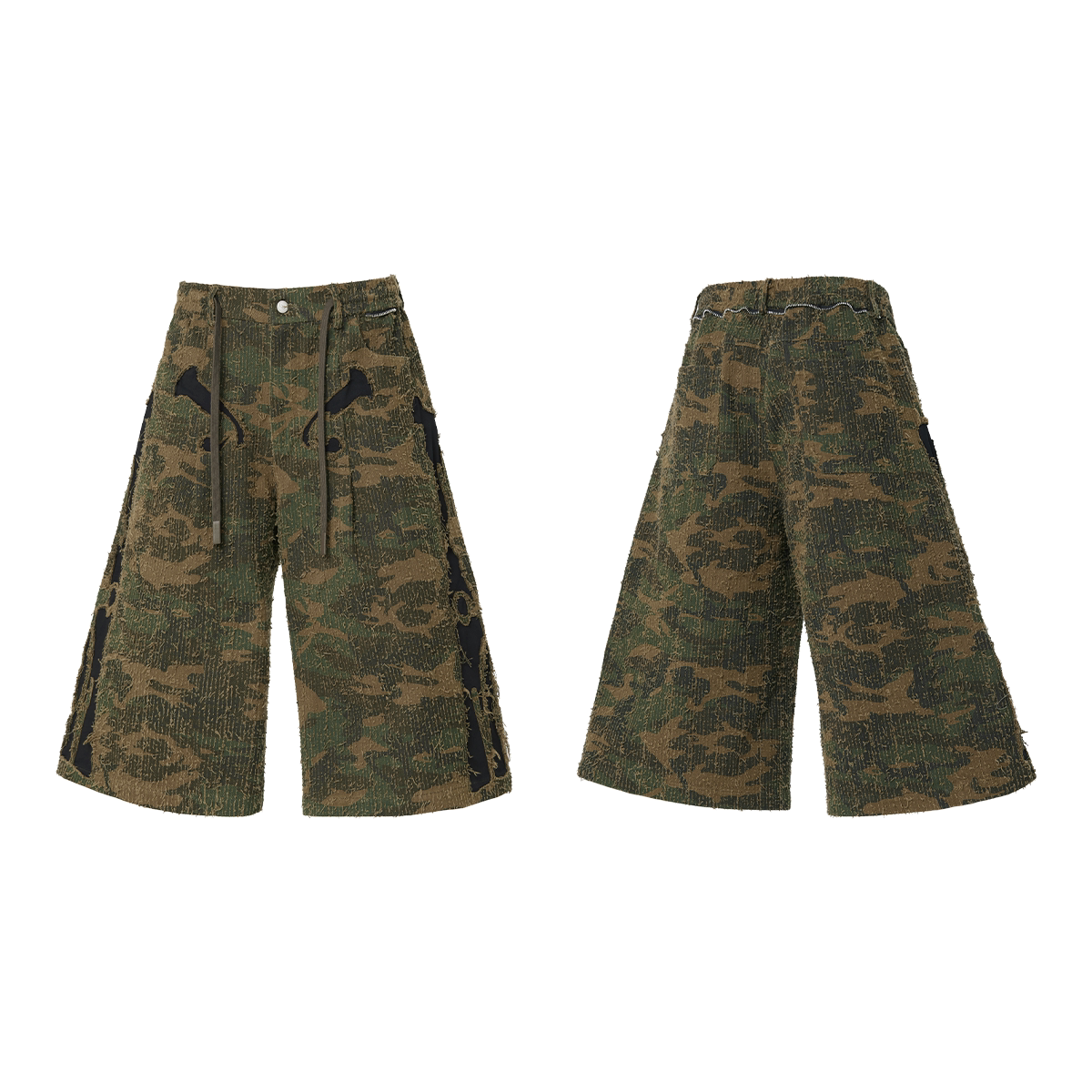 RELABEL Sticker Embroidery Contrasting Color Camouflage Eight-point Shorts