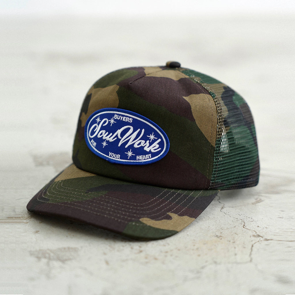 SWFI Embroidered Seam Label Camouflage Mesh Flat Edge Baseball Cap