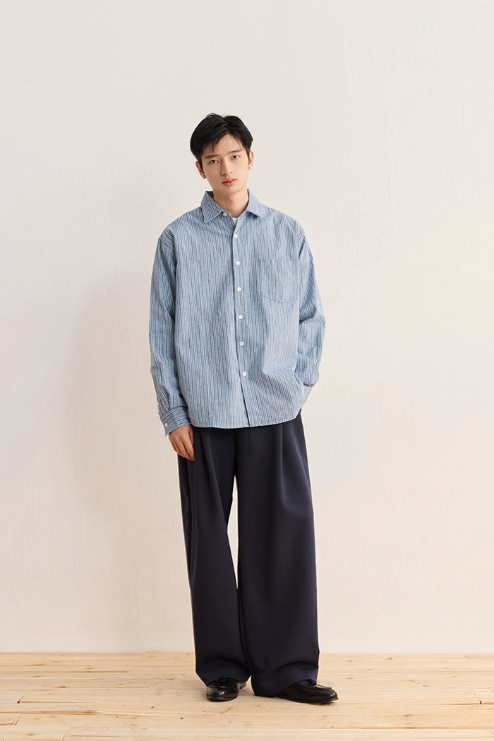 CARPEM Loose Simple Striped Retro Long Sleeve Shirt