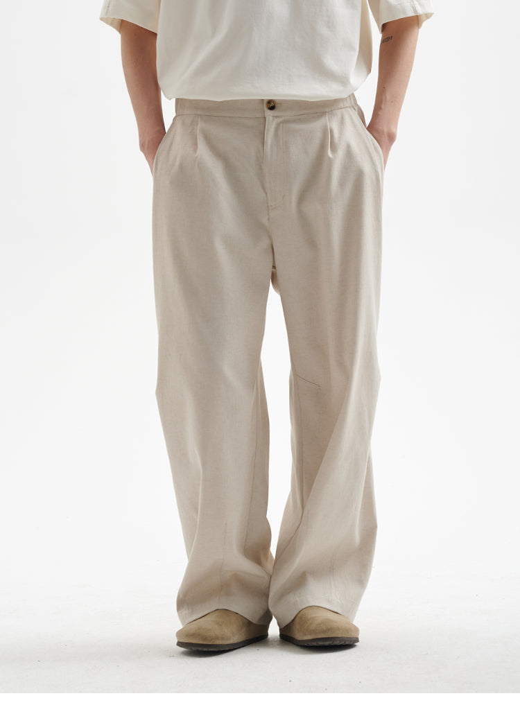BUTTBILL 25SS Vintage Solona cotton and linen wide-leg cool Pants
