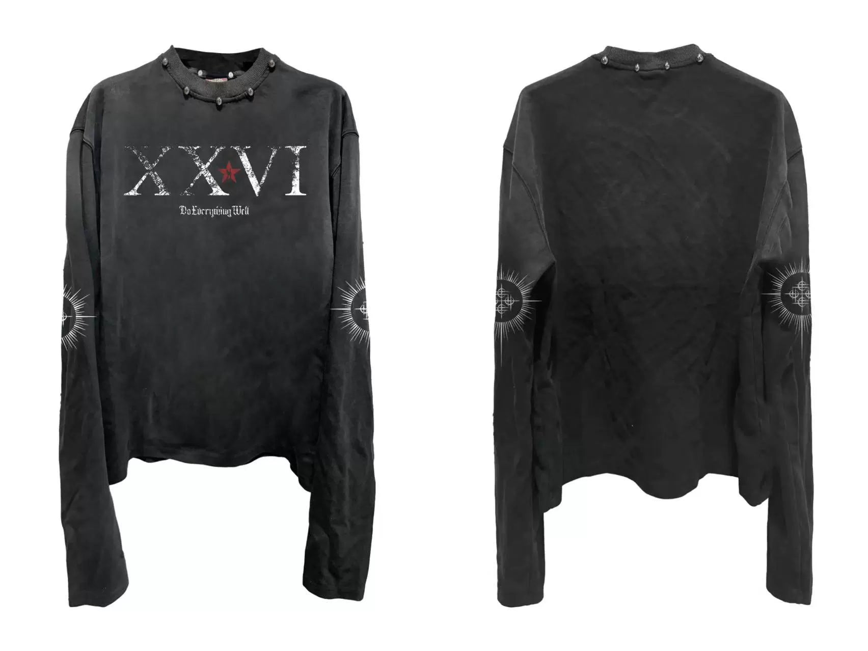 DETW 25SS Washed Diablo "XXVI" Basic Rivet Long Sleeve Shirt Tee