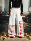 NOMANIAI Double Waist Contrasting Color English Printed Loose Sweatpants