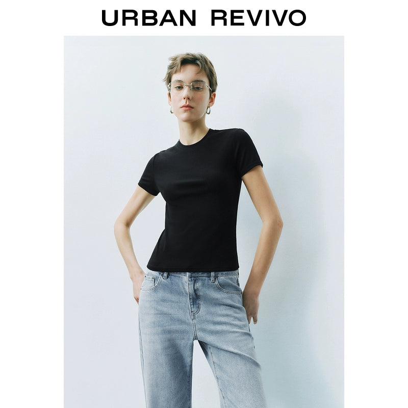 URBAN REVIVO Basic Casual Versatile Slim Tee