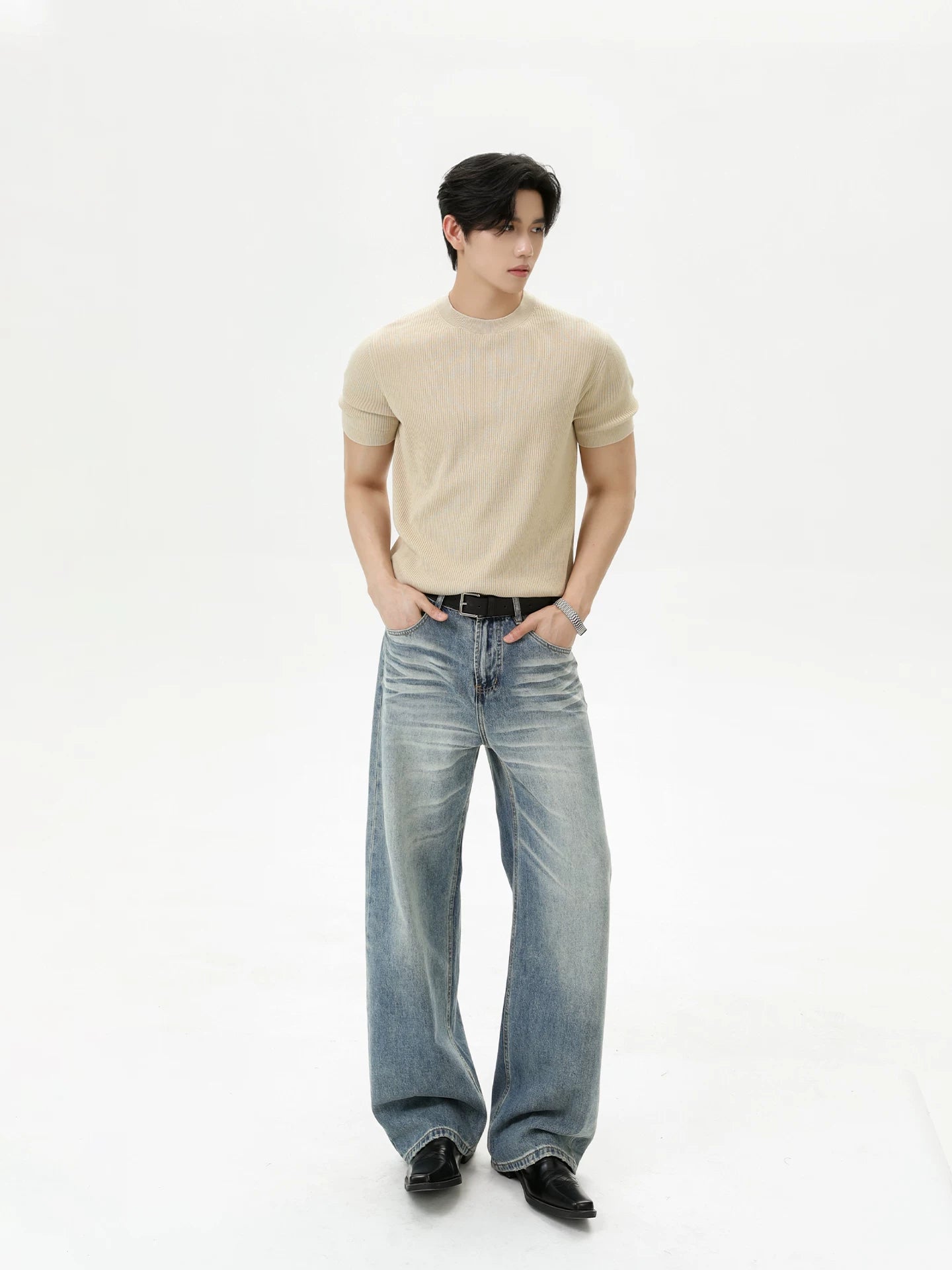 TURNTIDE Front Shoulder Knit Casual Tee