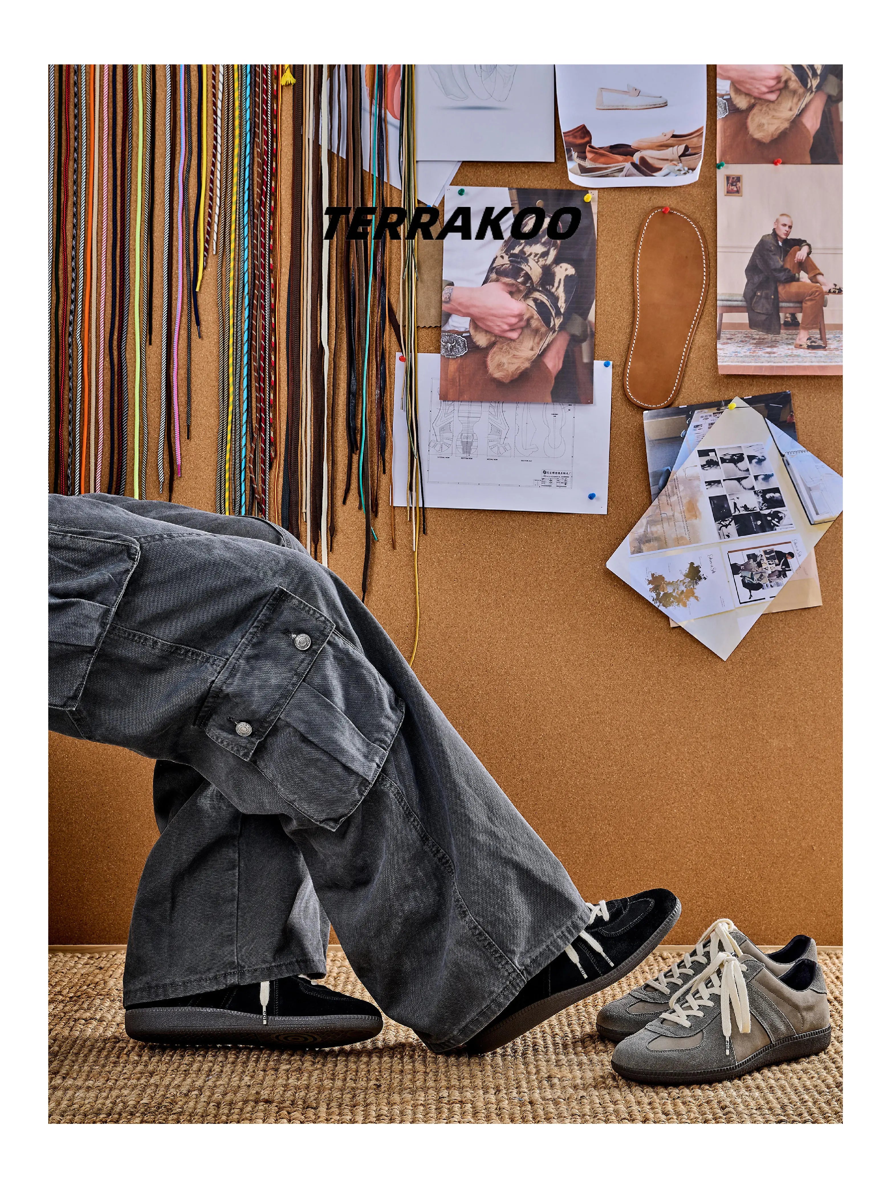 TERRAKOO Retro Leather Breathable Flat-bottomed German Training Shoes