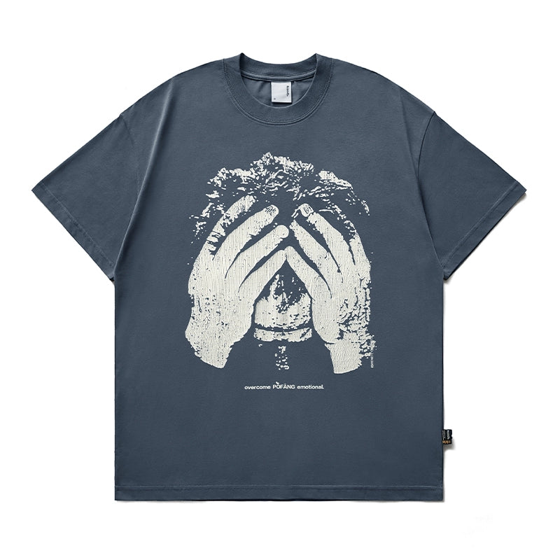 Remedy Portrait Crack Printing Half Sleeve Tee