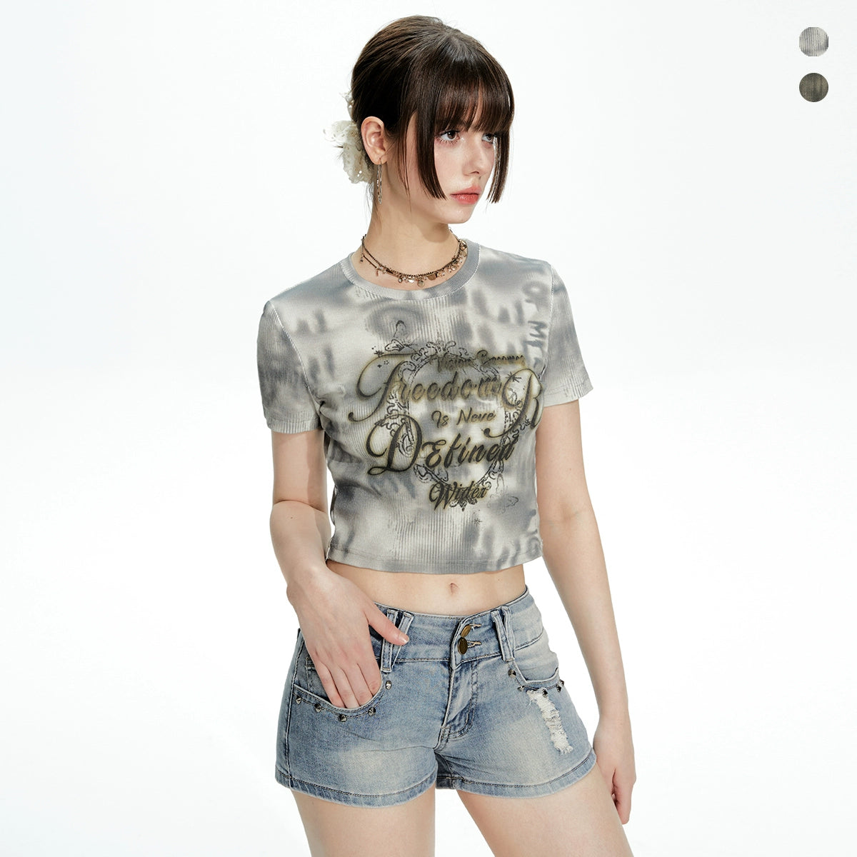 Imone Retro Tie-dye Printing Pit Strip Tee