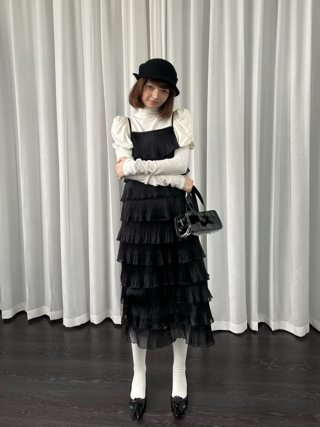Loosesmell Multi-layer Pleated Suspender Dress