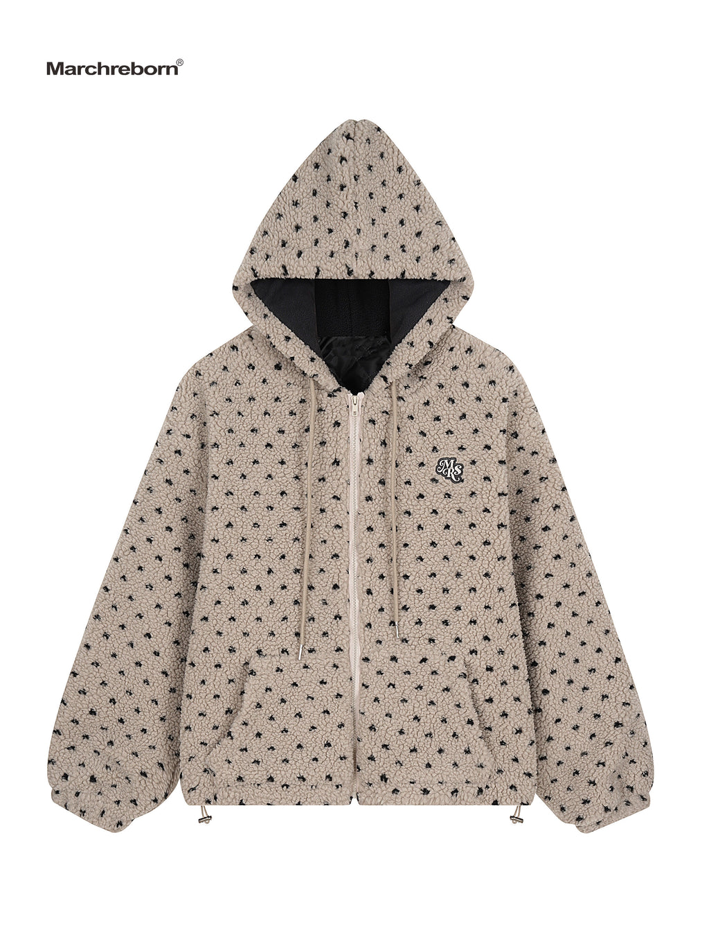 Mershier Vintage Lamb Faux Polka Dot Hooded Padded Jacket