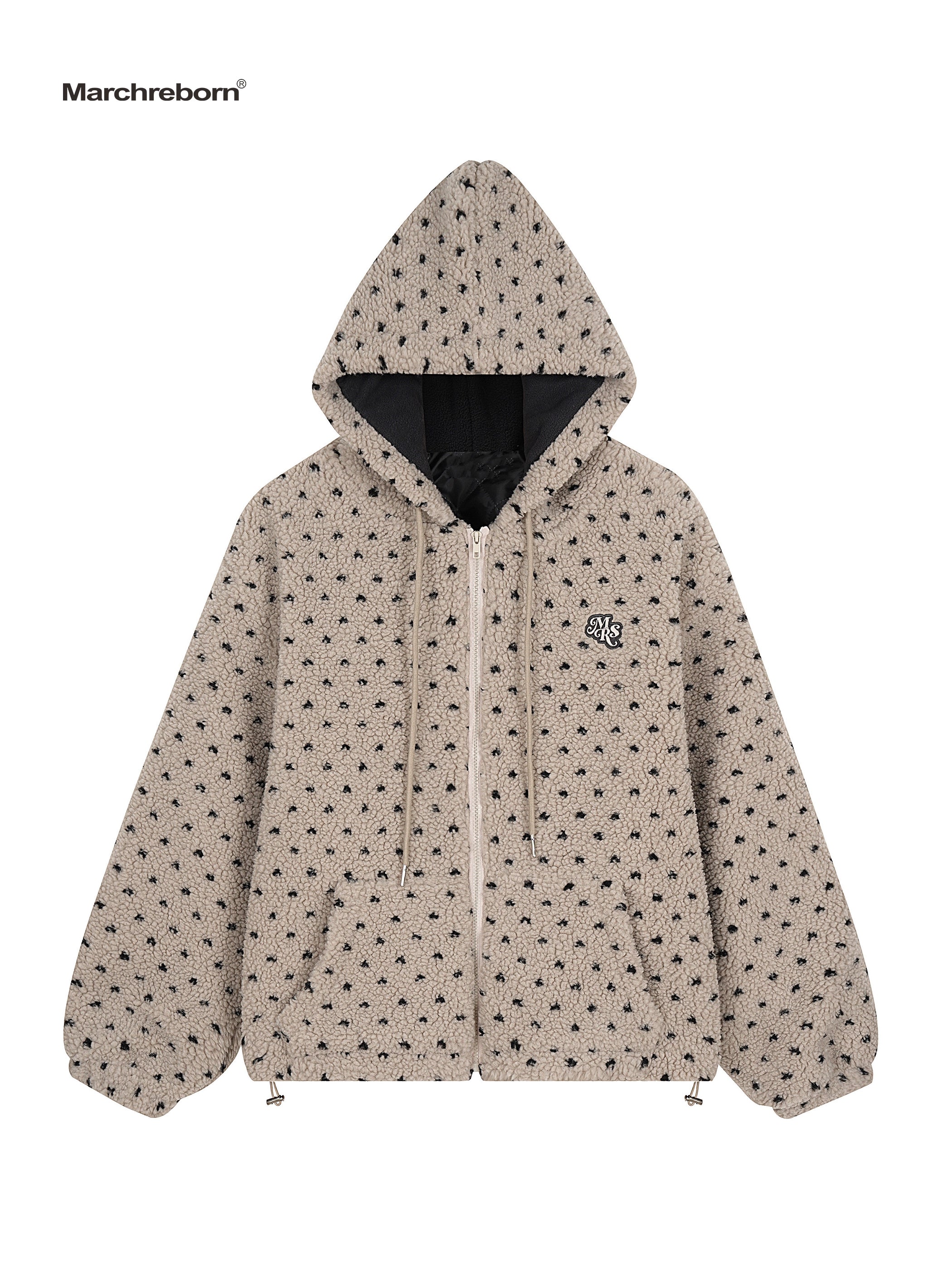Mershier Vintage Lamb Faux Polka Dot Hooded Padded Jacket
