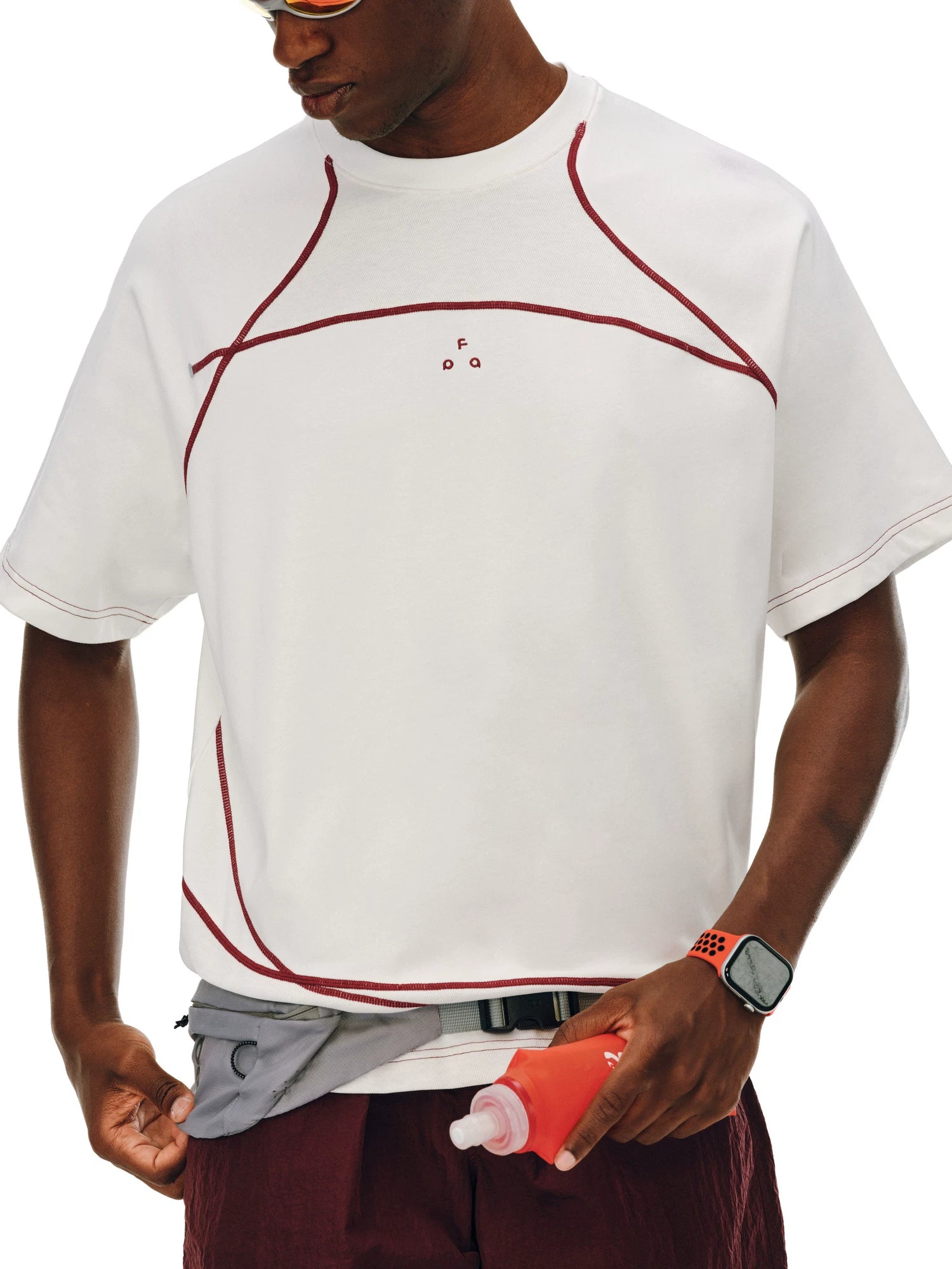 FPA Splicing Contrasting Color Casual Round Neck Tee