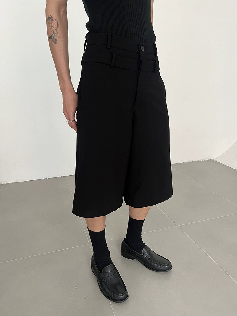 COLN Versatile Fashionable Double Waist Cropped Shorts