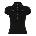 FUNOFF Retro Lapel Waist Tee