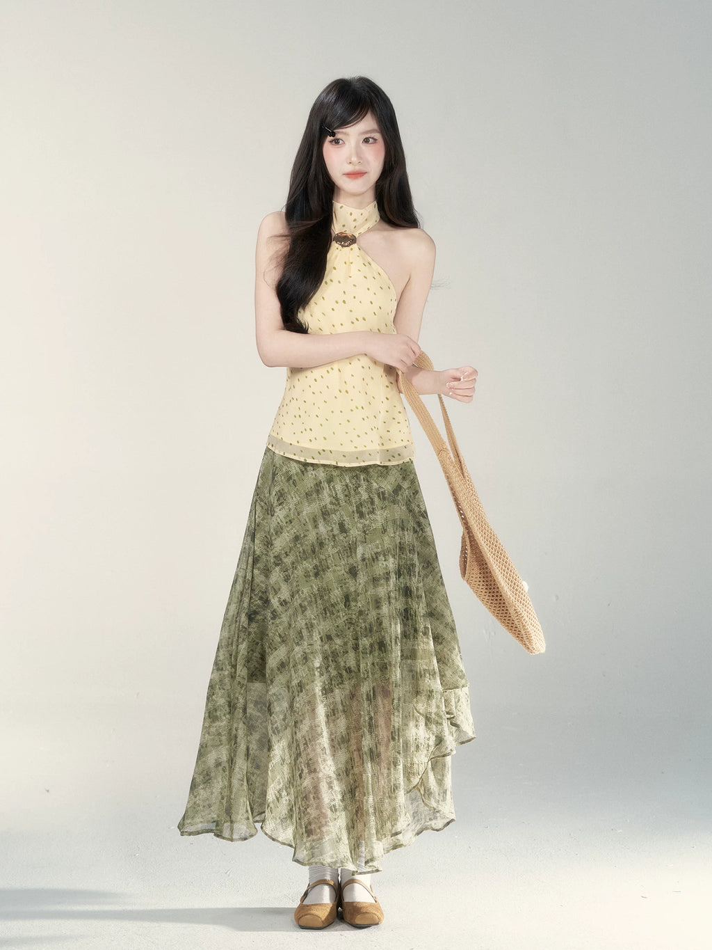 Wildberry Green Checkered French Skirt